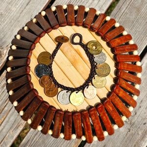 Handmade genuine coin charm bracelet